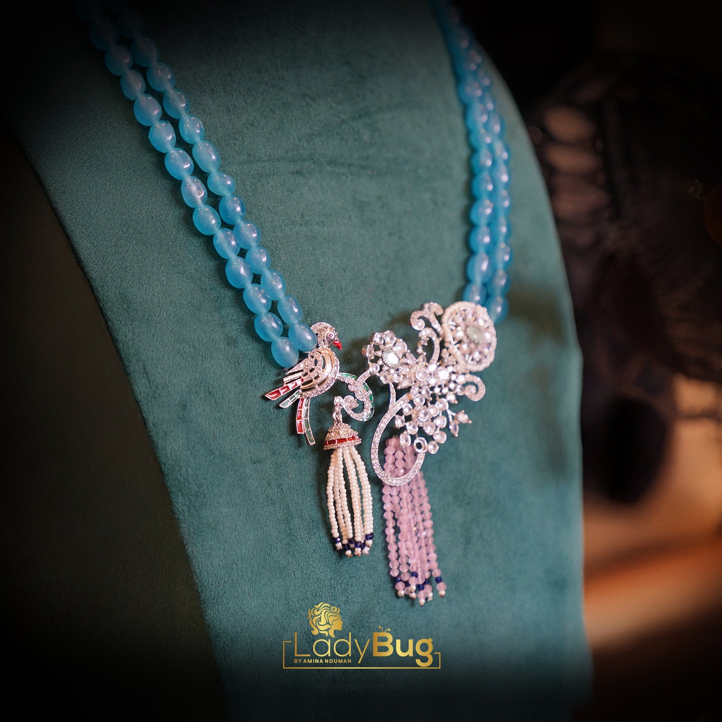Peacock Long Mala Set