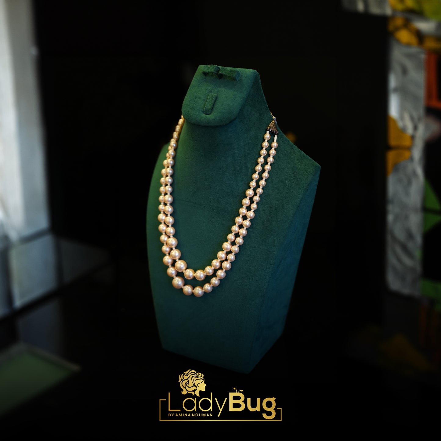 Fresh Water Pearl Mala Peachy Stone