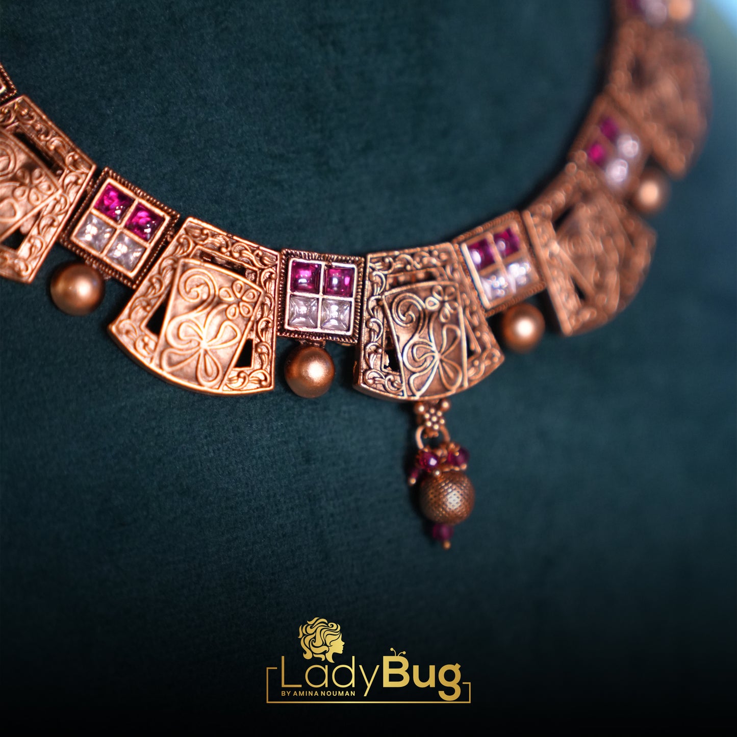 Rajwari set with matte polish and Tiyani Kundan