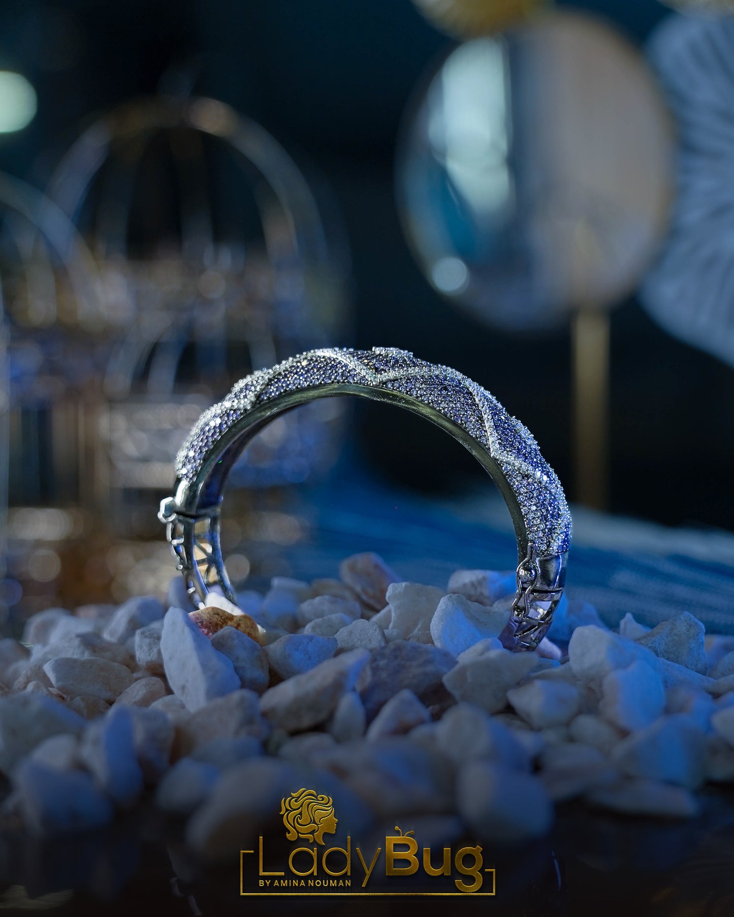 Moissanite AD Stone Openable Victorian Polish Bangle