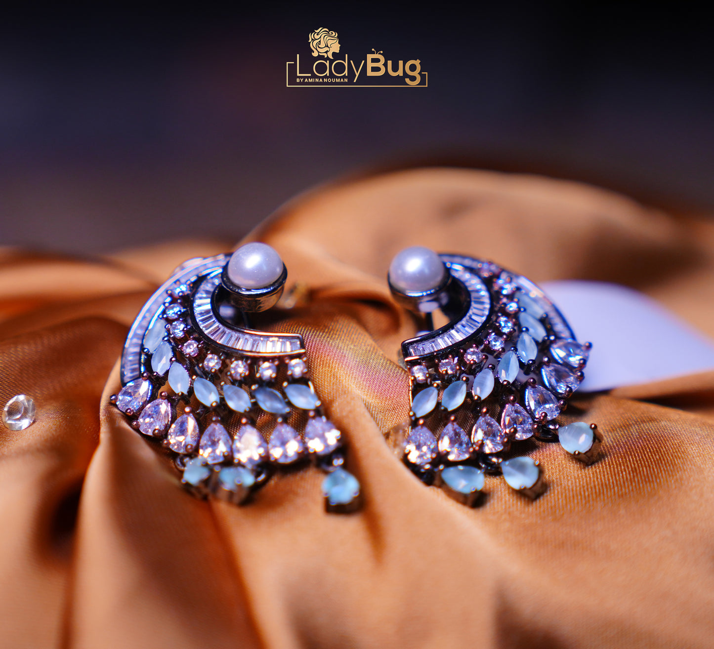 Moon Stud Earrings with Victorian Polish