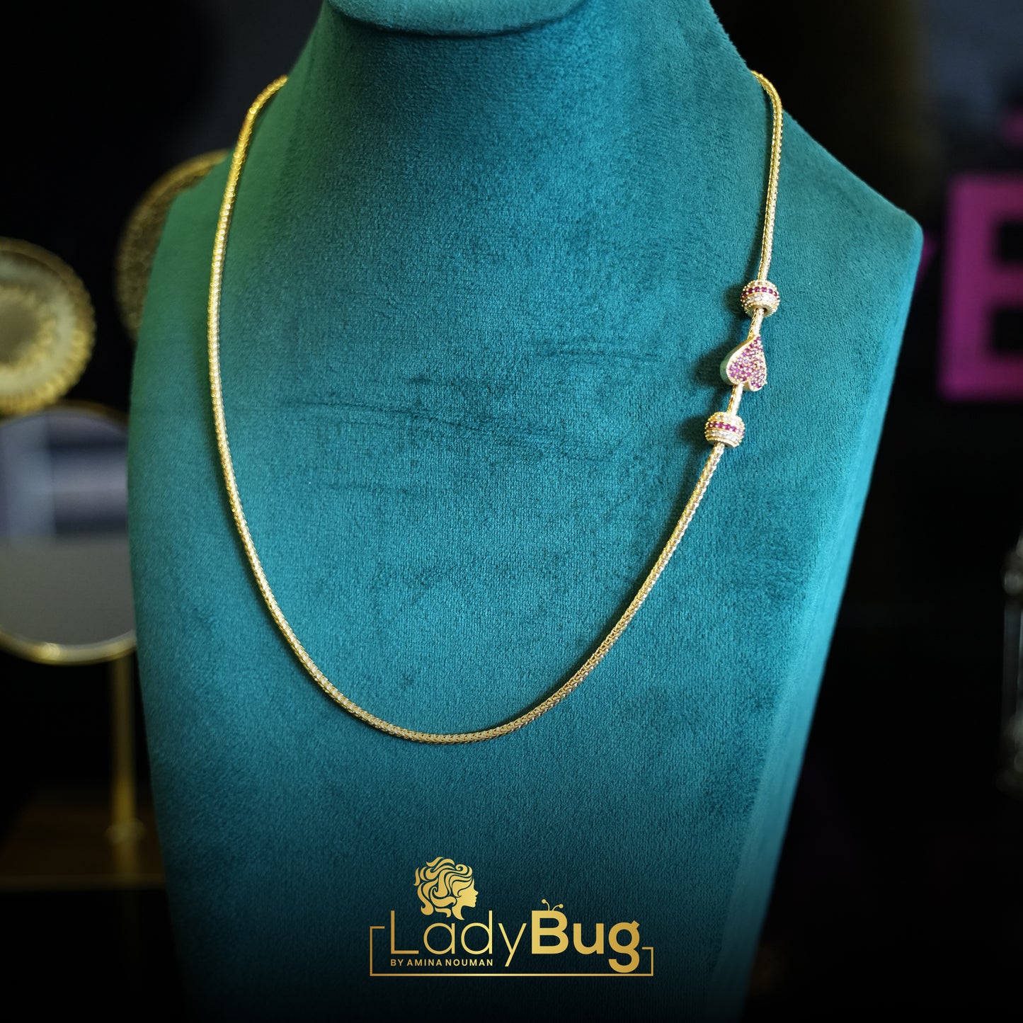 Gold-plated chains with Ruby Stone