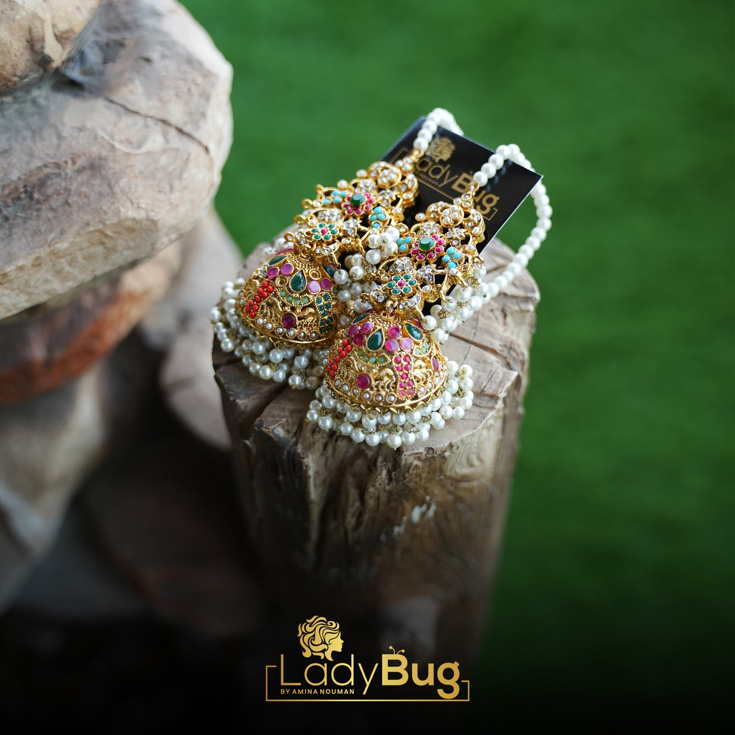 Gold-plated Nauratan Jhumkey