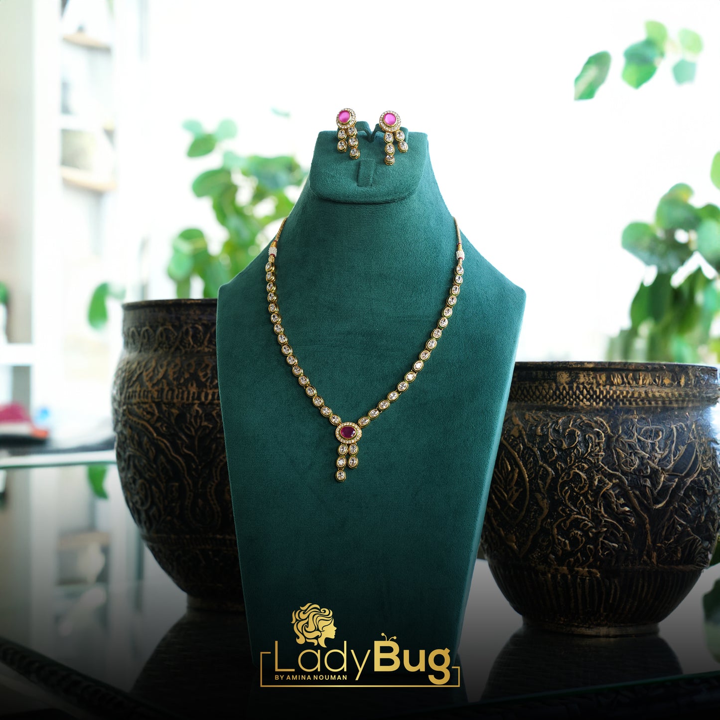 Ruby Mala with gold-plated