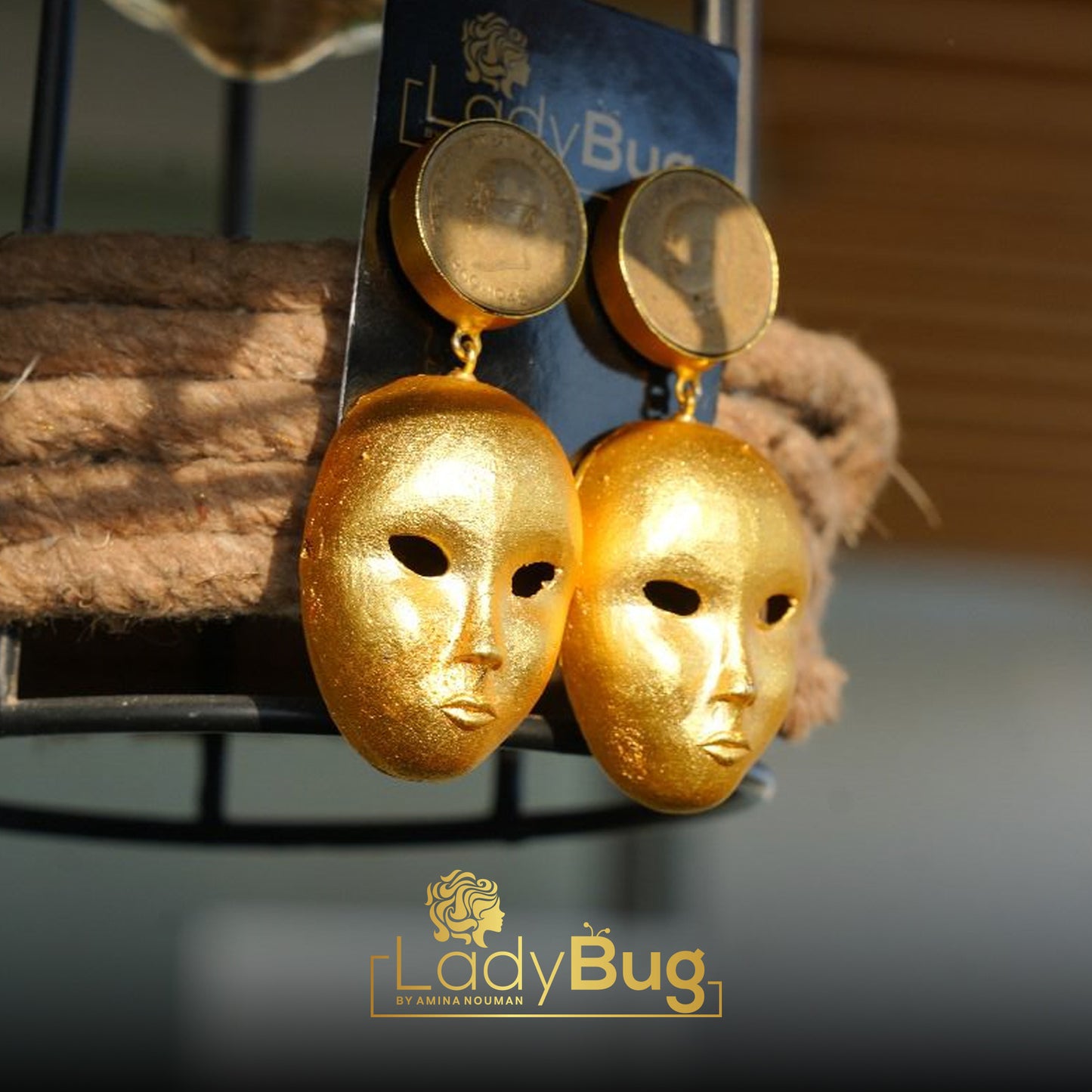 Mask Gold Earring