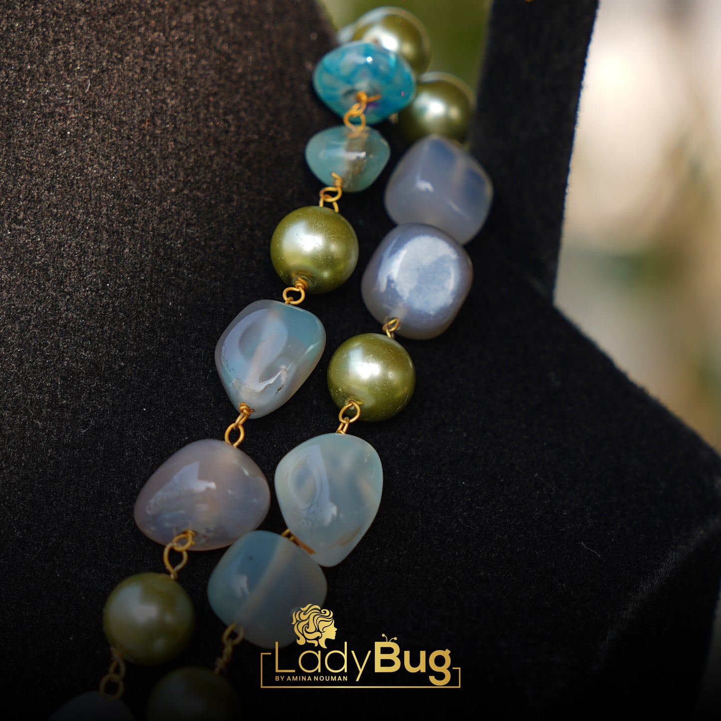 Stone Mala Multi Colour with Pearls