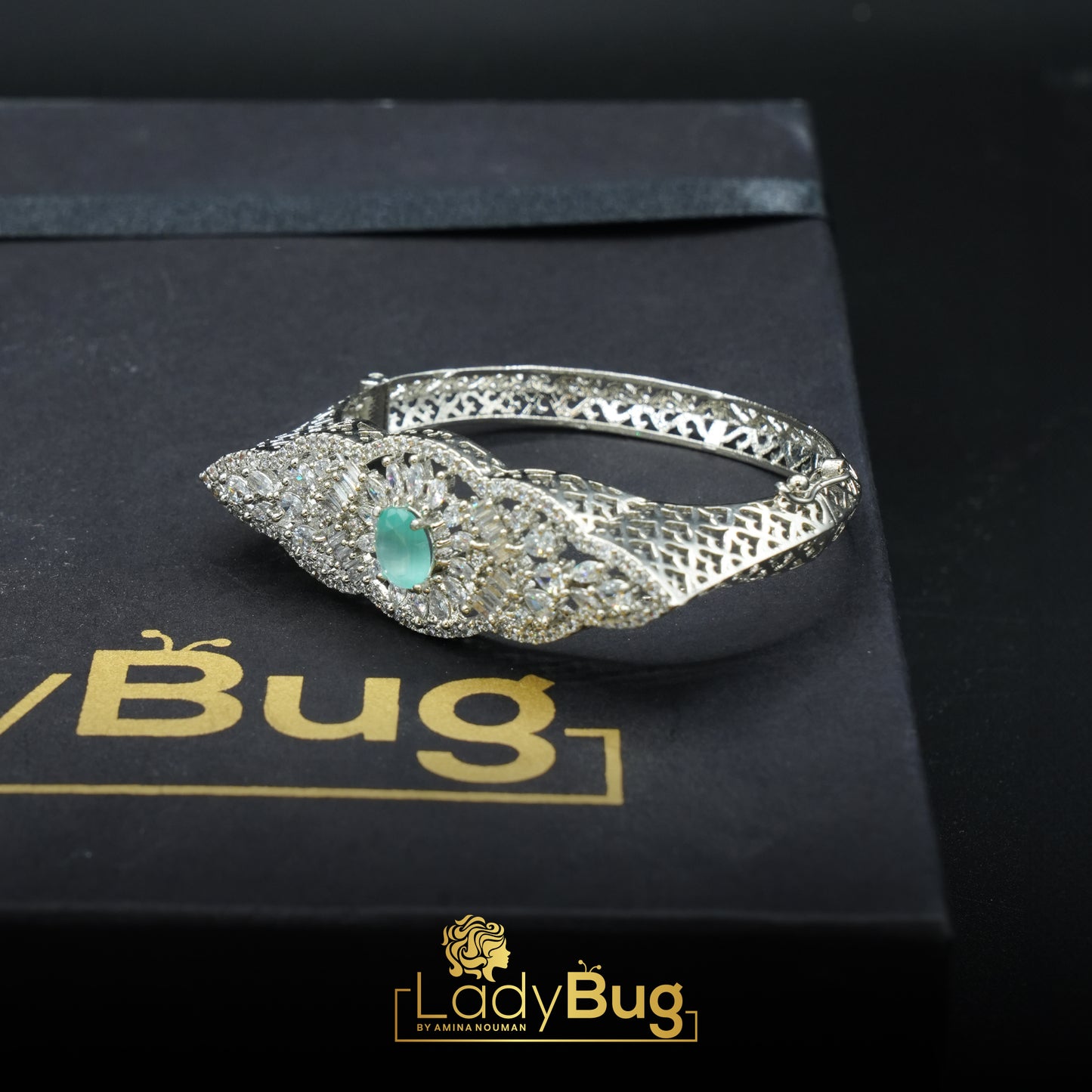 Rhodium-plated, American Zircon Mint Color