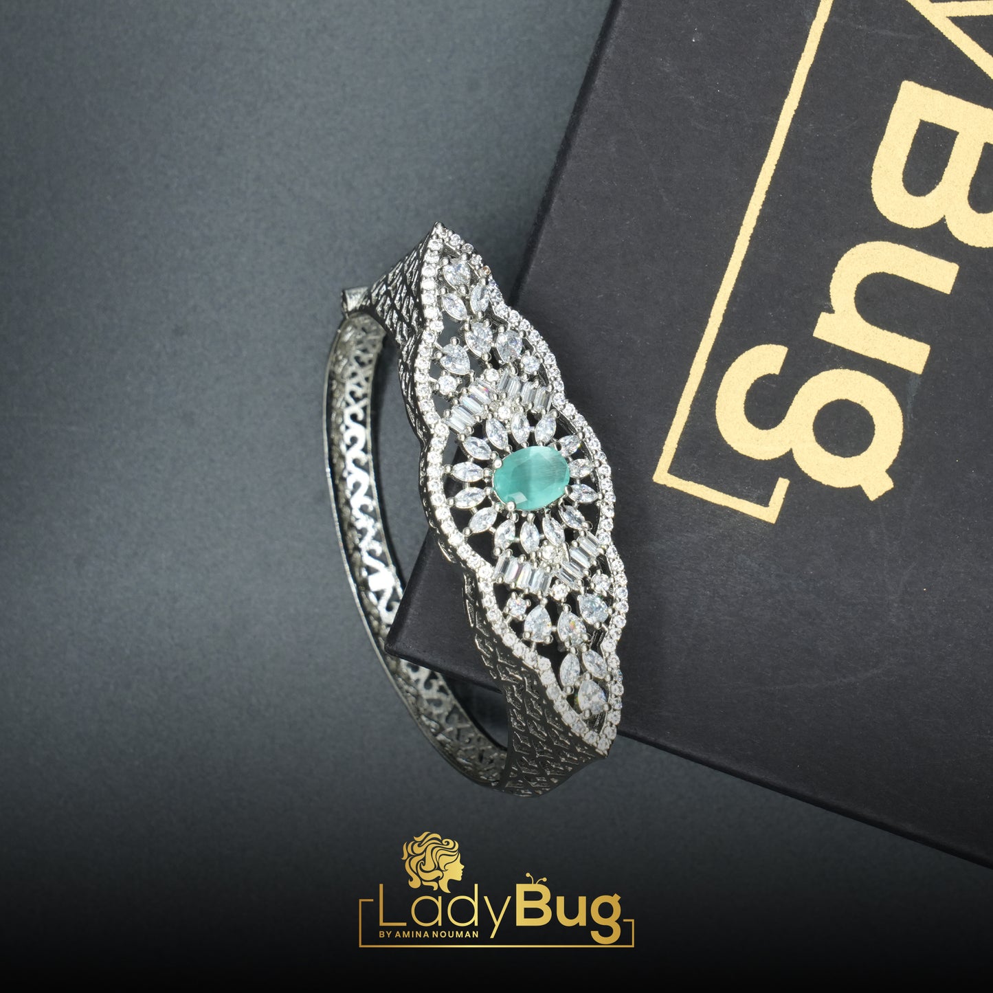 Rhodium-plated, American Zircon Mint Color