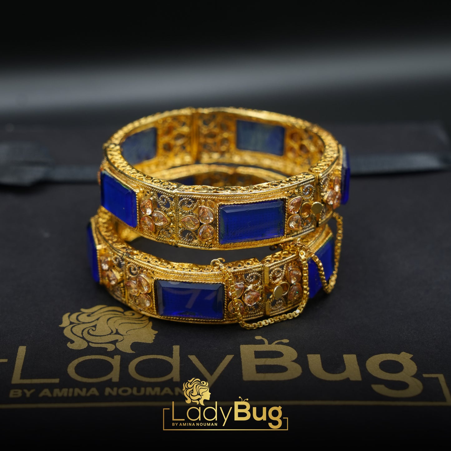 Openable, Gold plated, Royal Blue and Champagne Colour