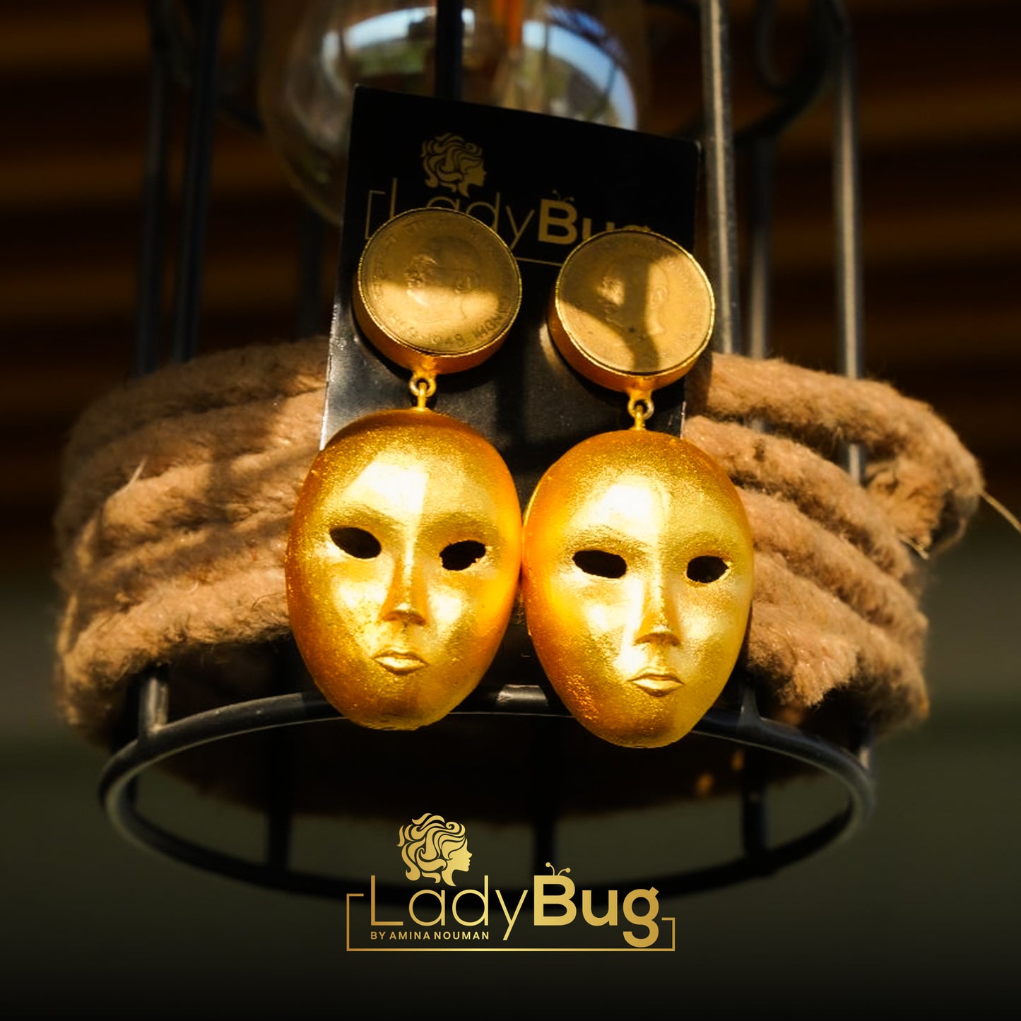 Mask Gold Earring