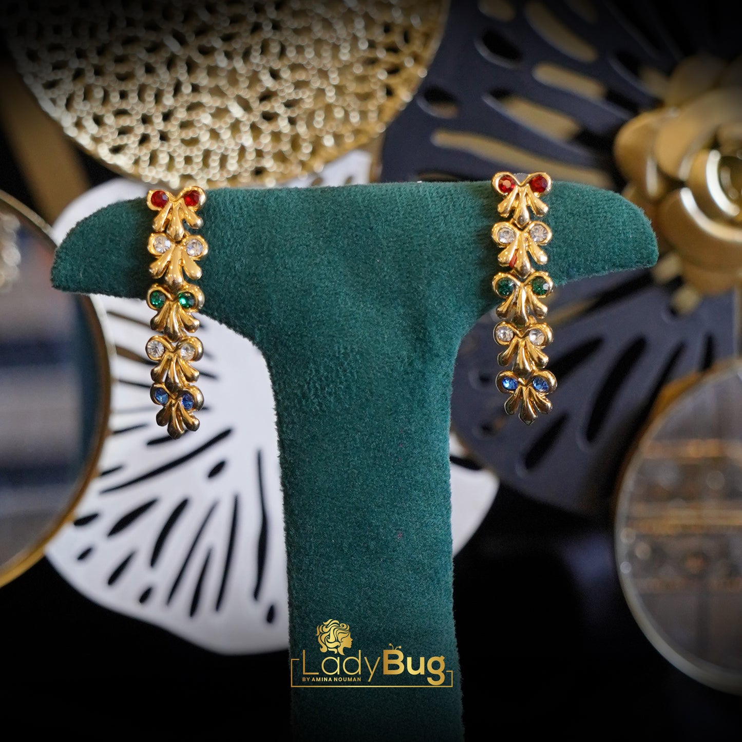 Chine earrings gold plated Multi color