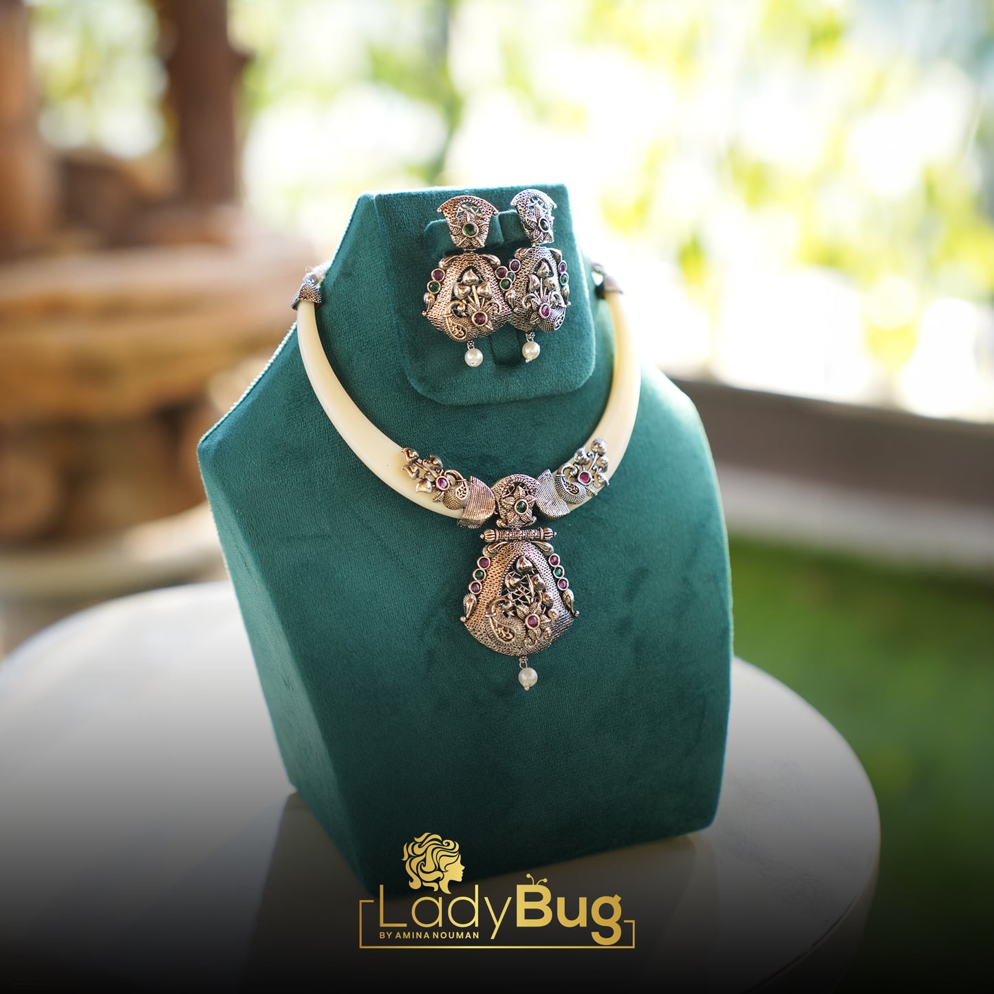 Indian White Hassli Set with German Silver