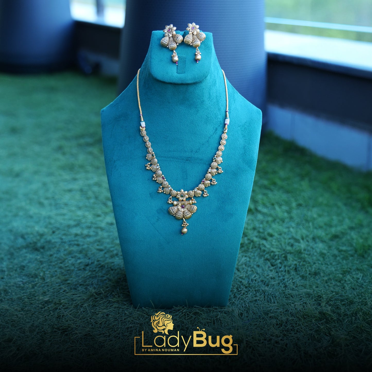 Rajwari Mala with Rubi and Emerald Stone