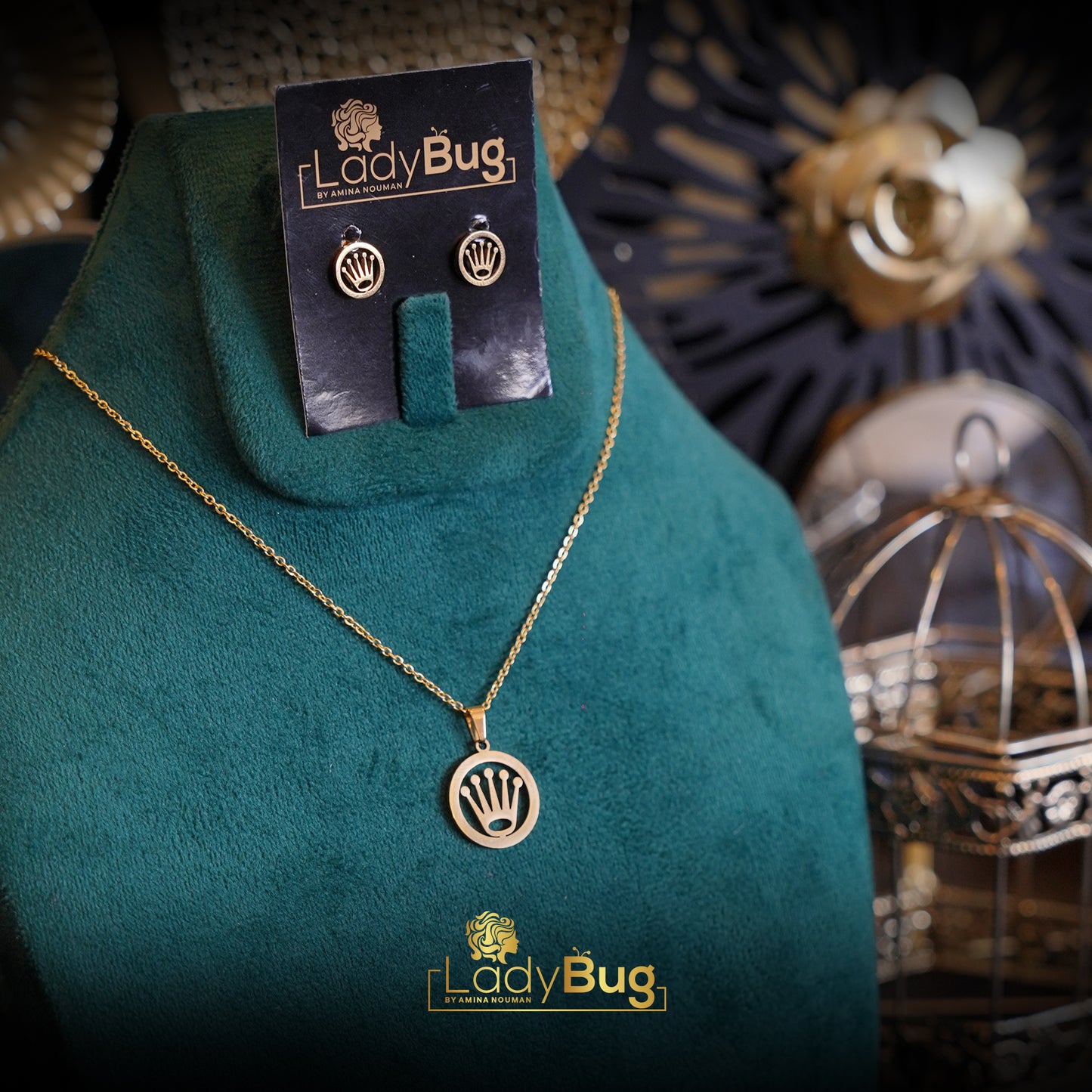 Rolex Gold Crown Pendant Set