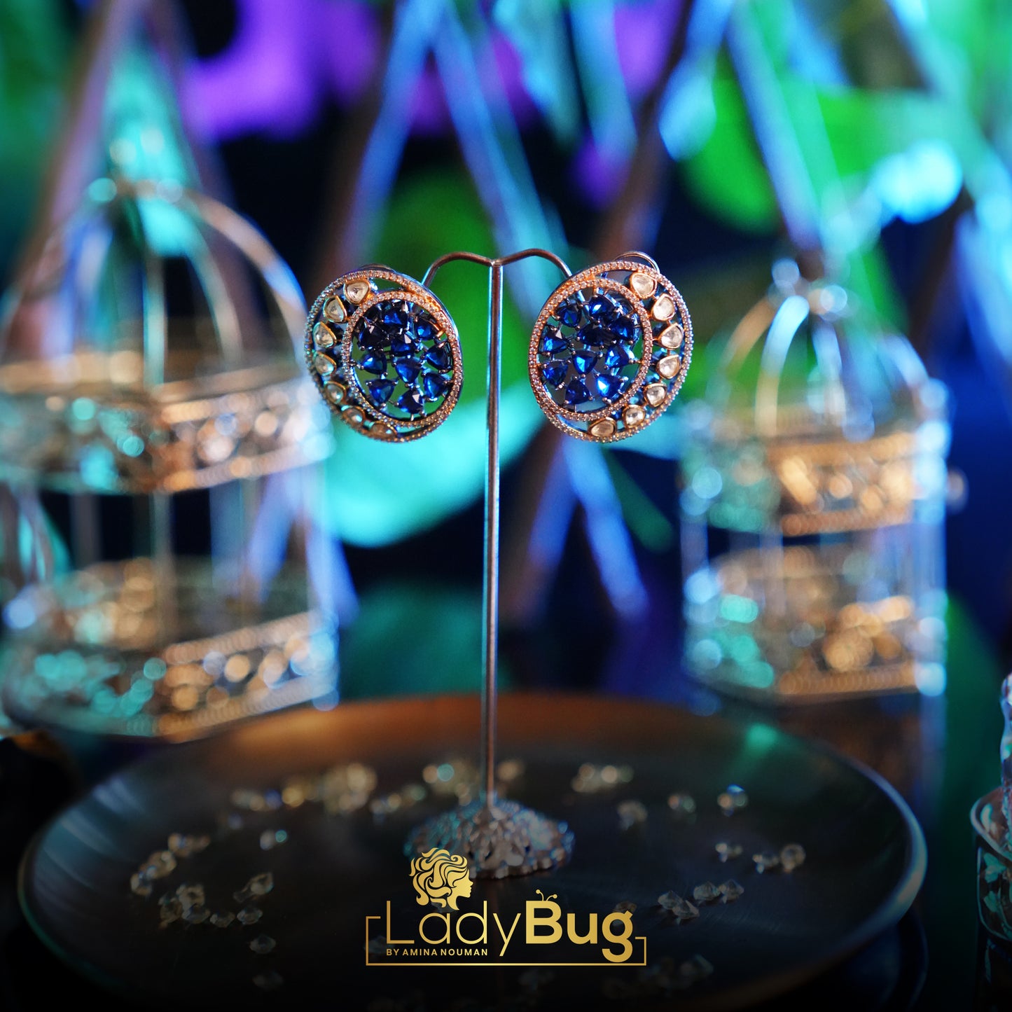 Duplet stone royal blue studs (LB-315)