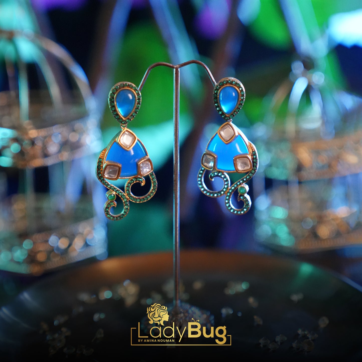 Kundan earrings in Blue color (LB 371)