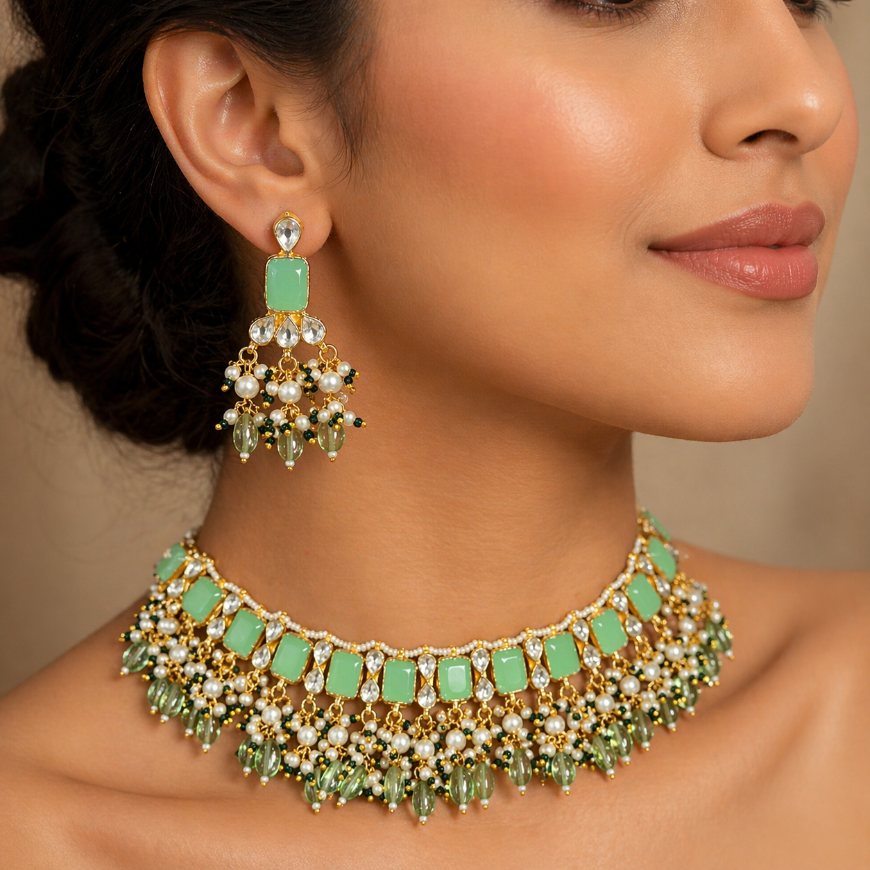 Pachi kundan choker set