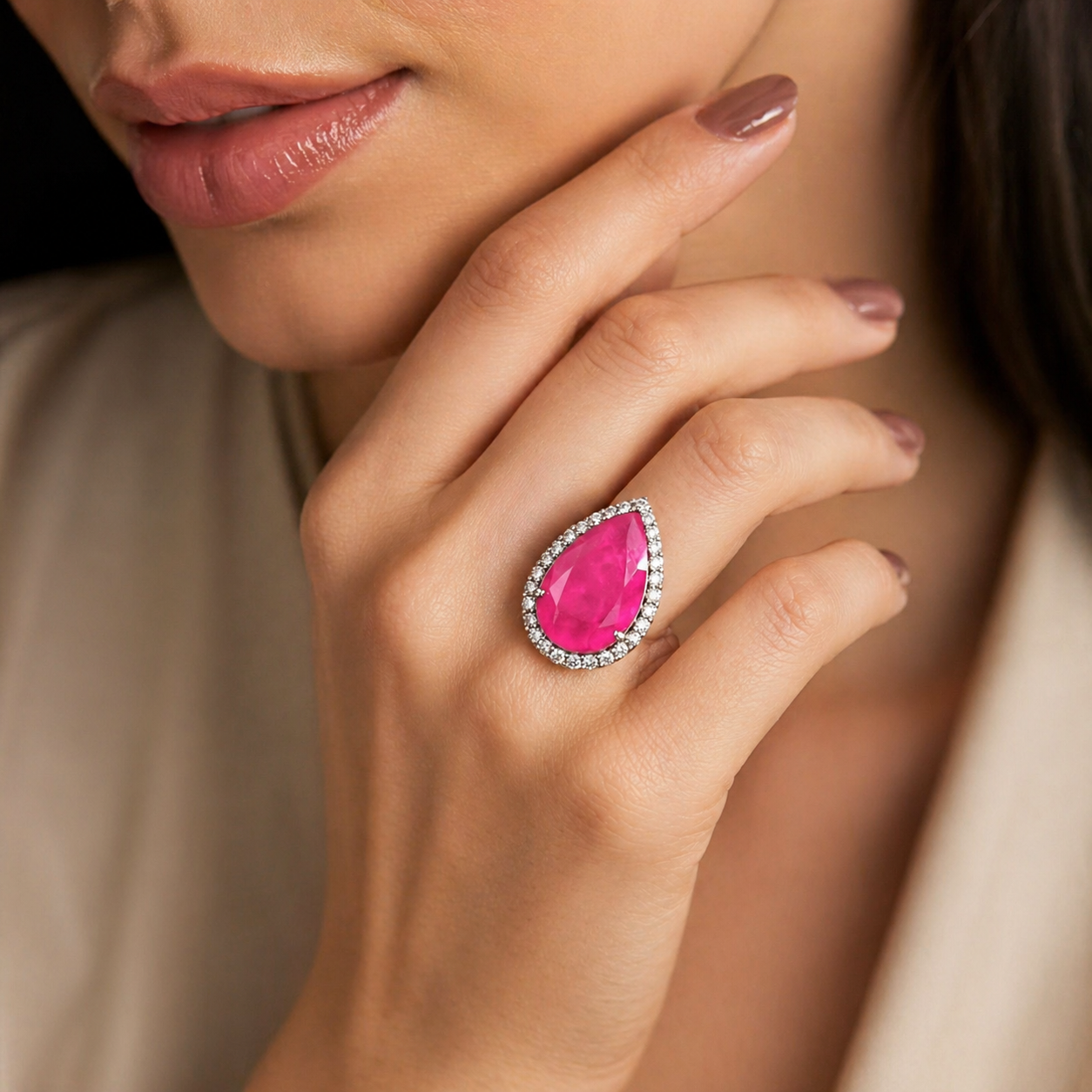 Duplet stone ring (Navy; Pink) – Ring by Ladybug (Photo 2)