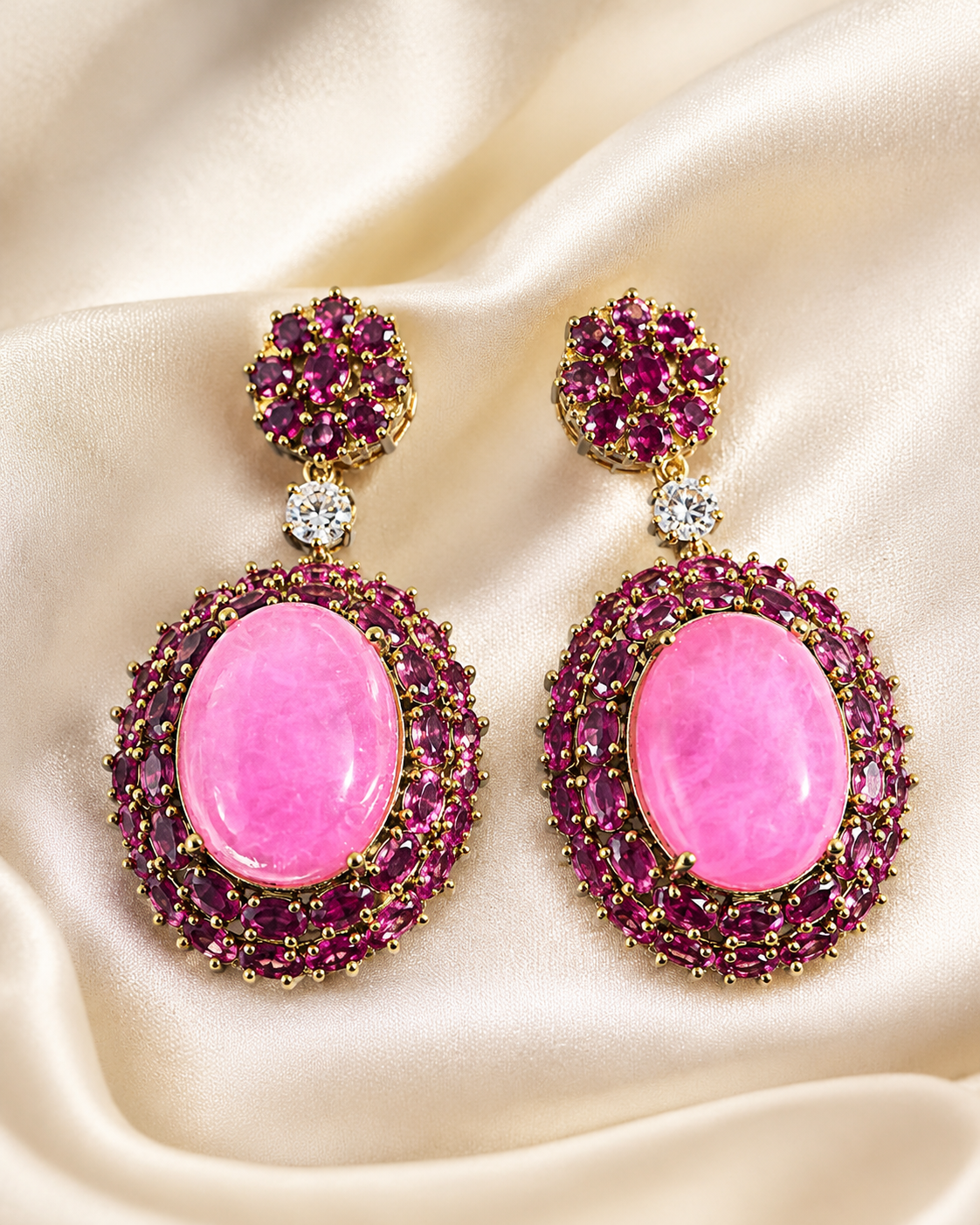 Pink duplet stone Earrings – Earrings by Ladybug (Photo 2)
