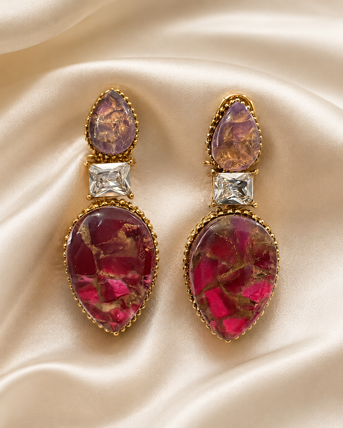 Marble Effect Gemstone Earrings for Women – Earrings by Ladybug