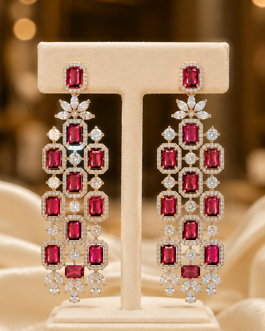 Elegant Long Chandelier Earrings with Crystals