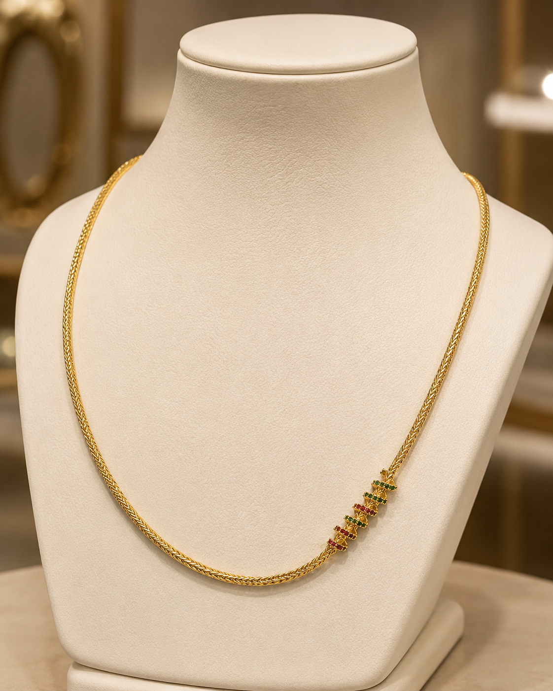 Gold-plated chains with Emerald and Ruby Stone – Chain Necklace by Ladybug
