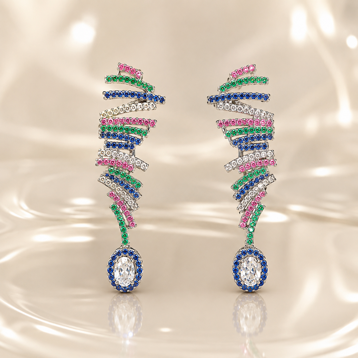 Zigzag Zircon Earrings