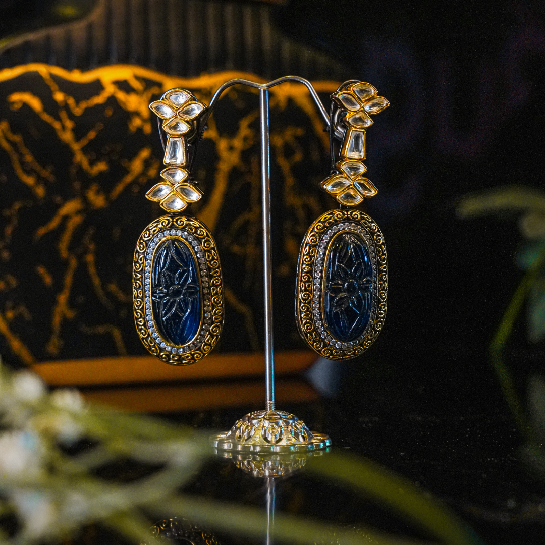 Kundan and Carved stone Earring