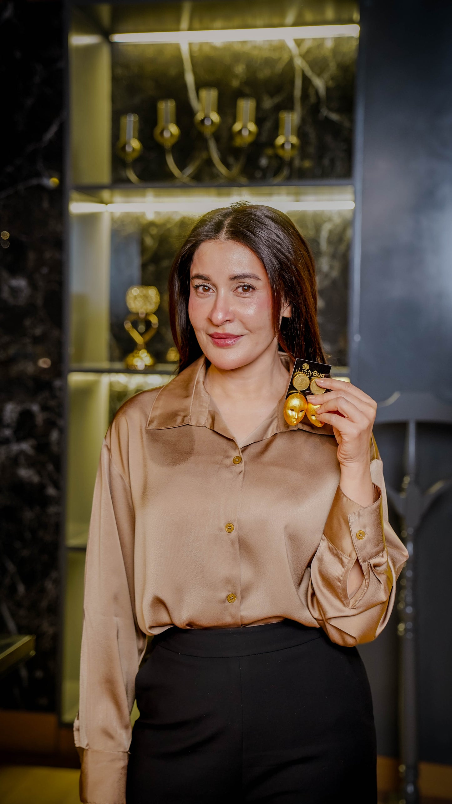 Mask Gold Earring