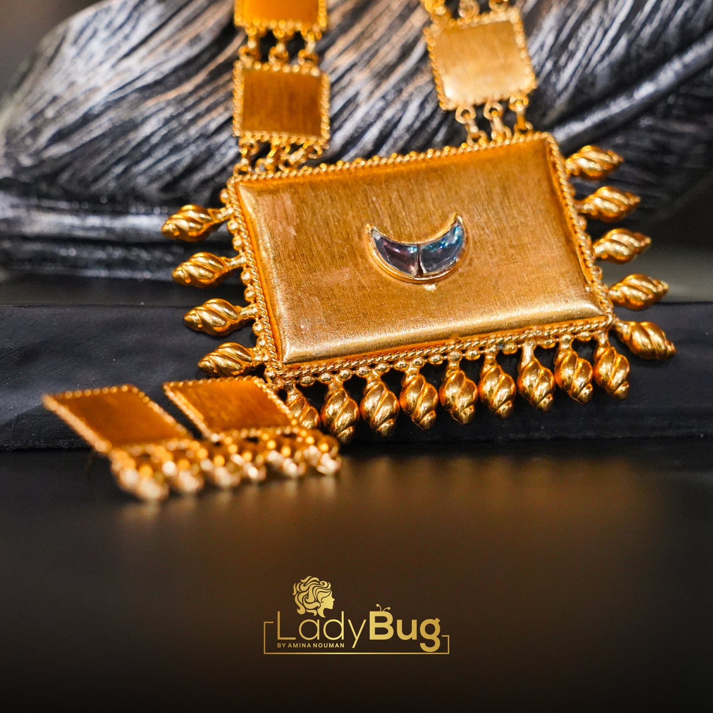 Gold Plated Mala Necklace – Indian Wear – Necklace by Ladybug (Photo 3)