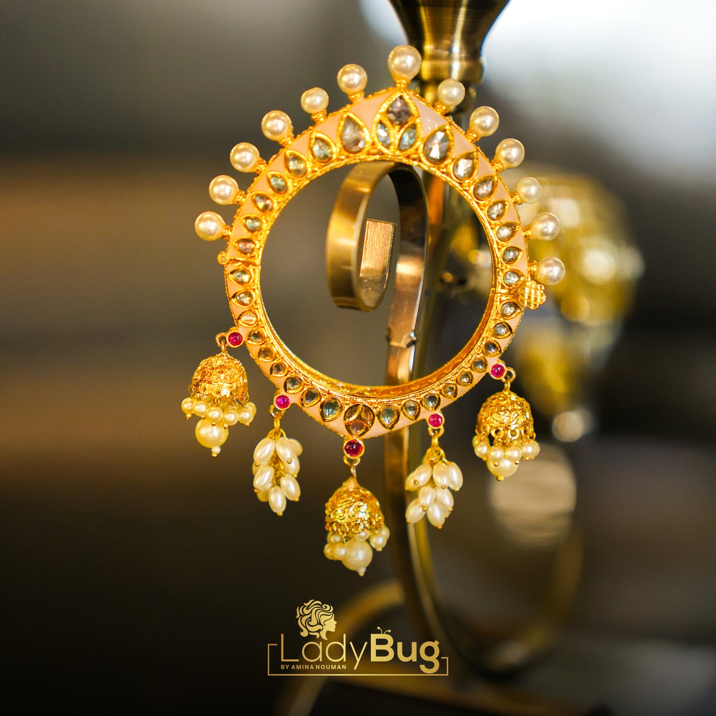 Kundan Bridal Kara with White Pearls