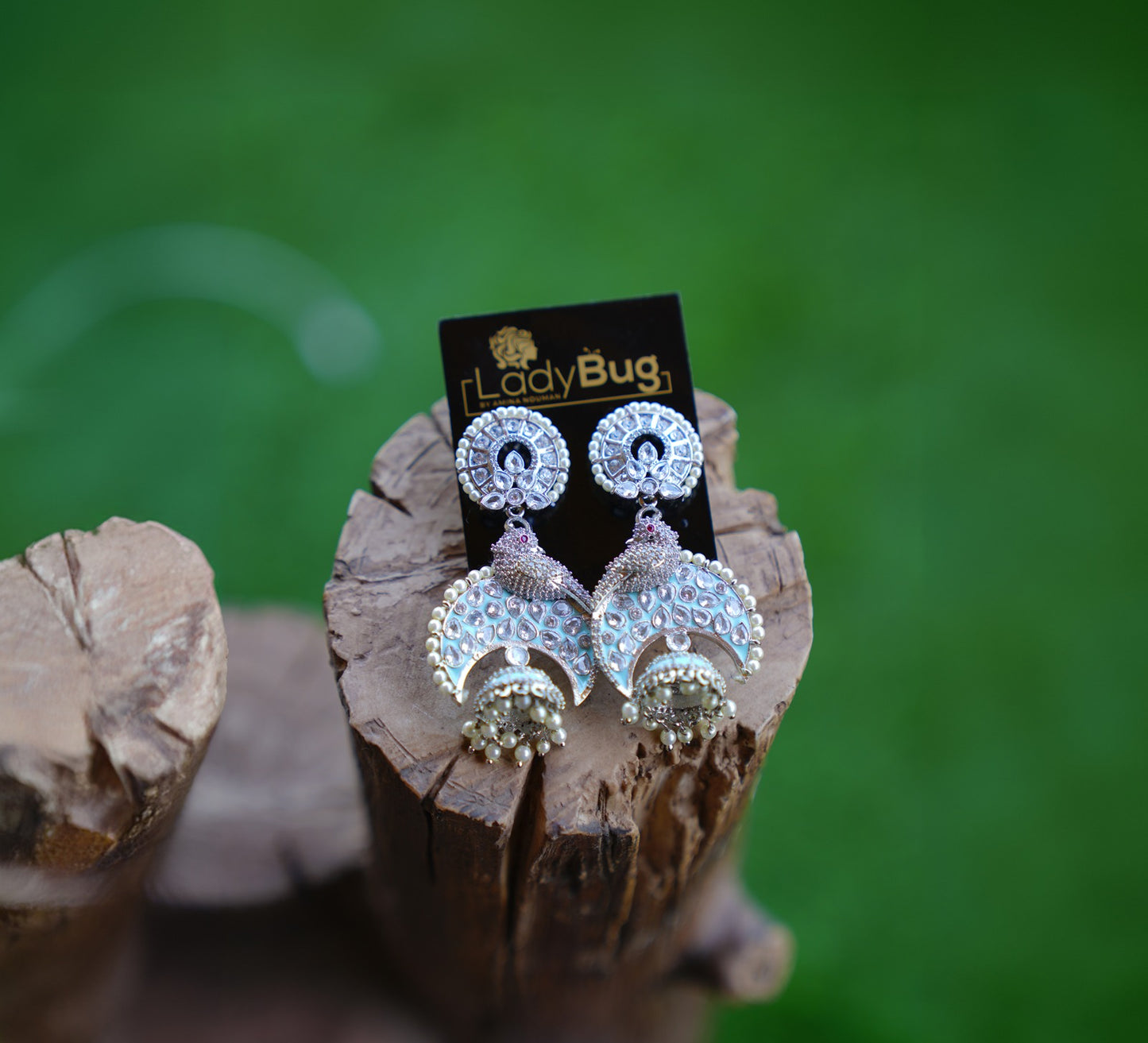 Rhodium-plated Birdy Jhumka