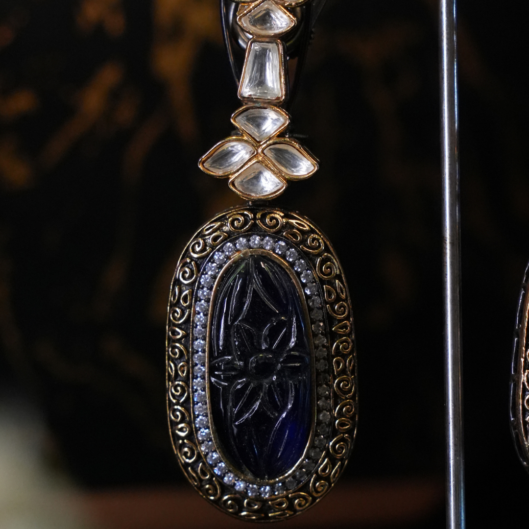 Kundan and Carved stone Earring (LB-358, LB-357)