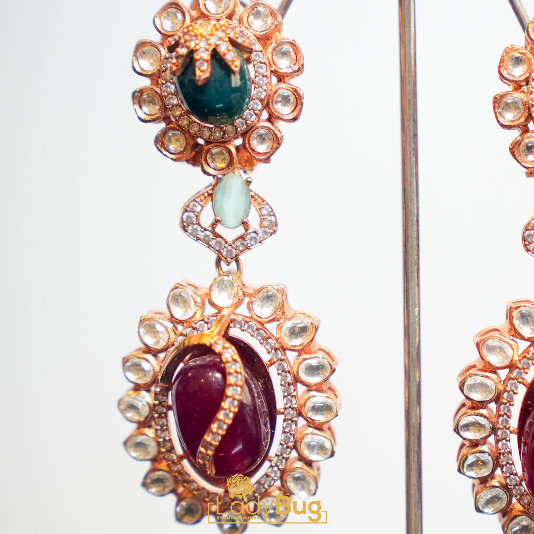 Royal Duo, Ruby & Emerald Earrings (LB-899)