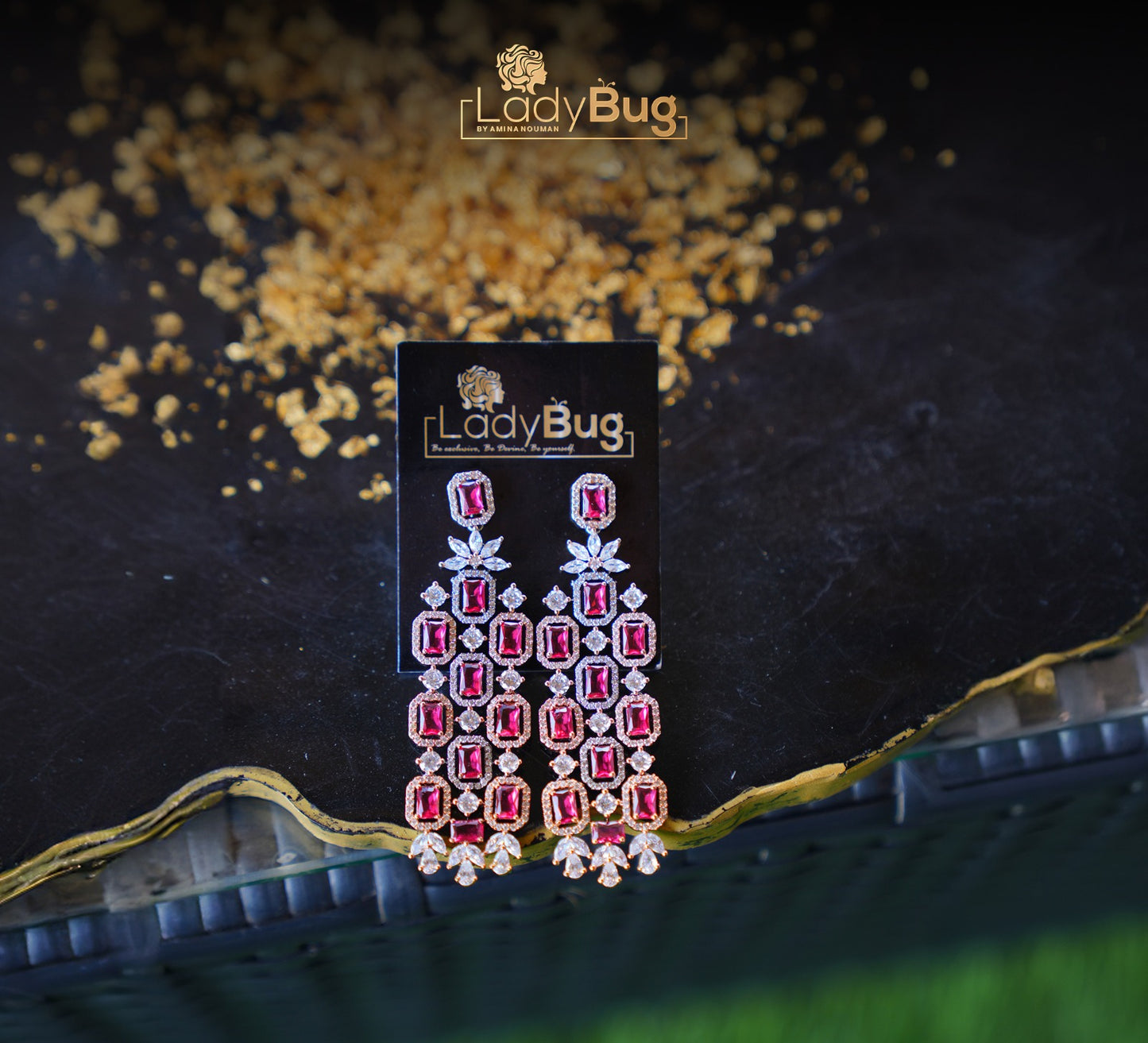 Ruby Stone Earrings with Victorian Polish