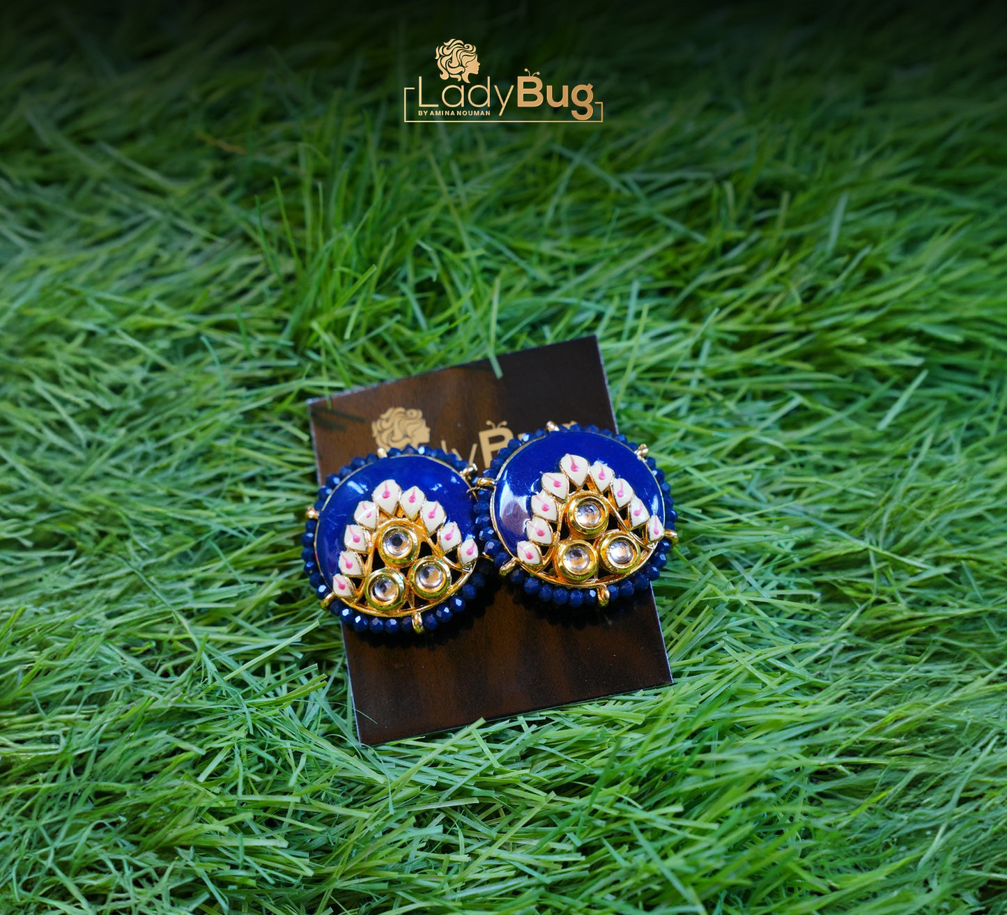 Kundan Studs with Meena Kari