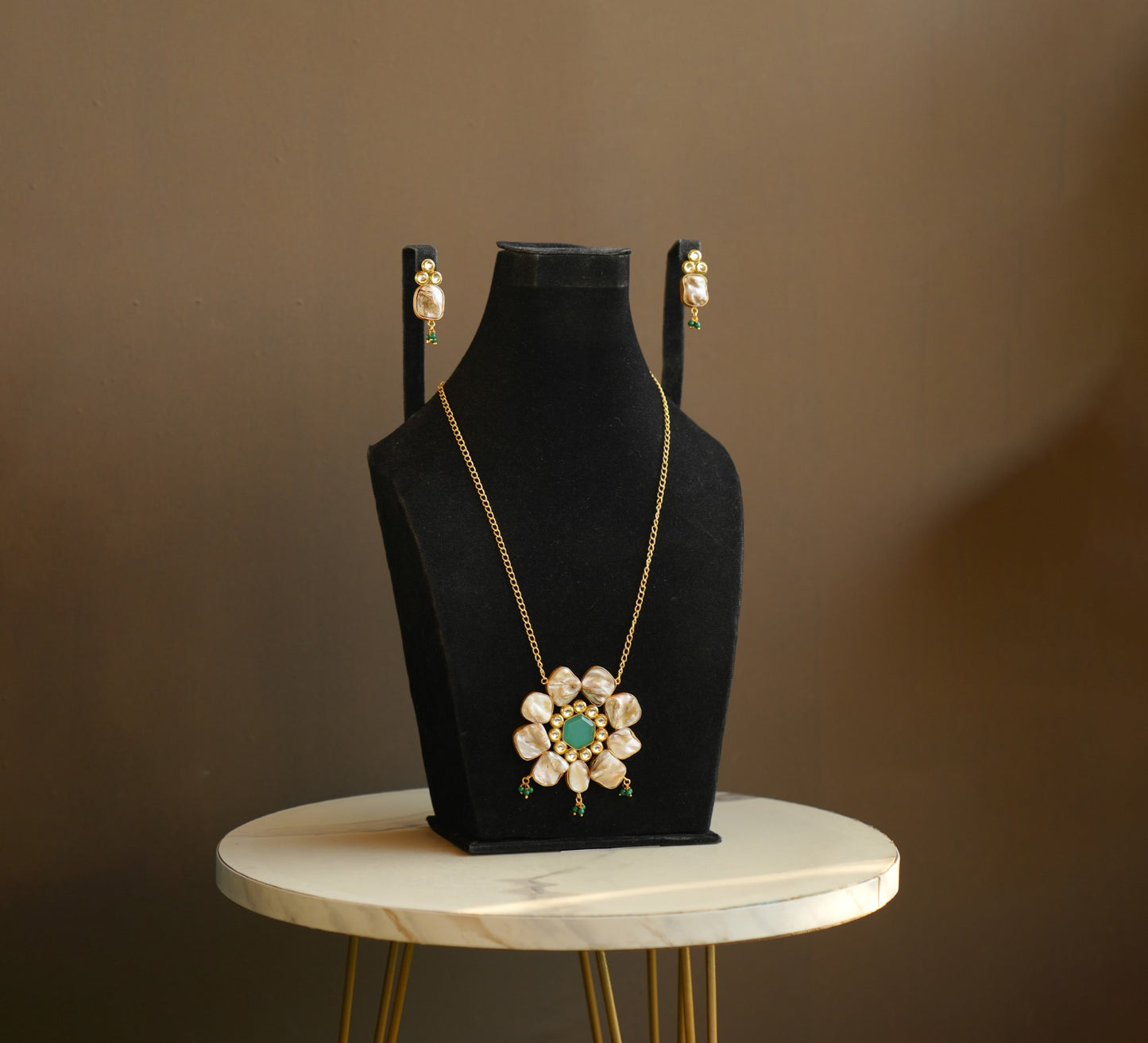 Mother Pearl Mala with Gold