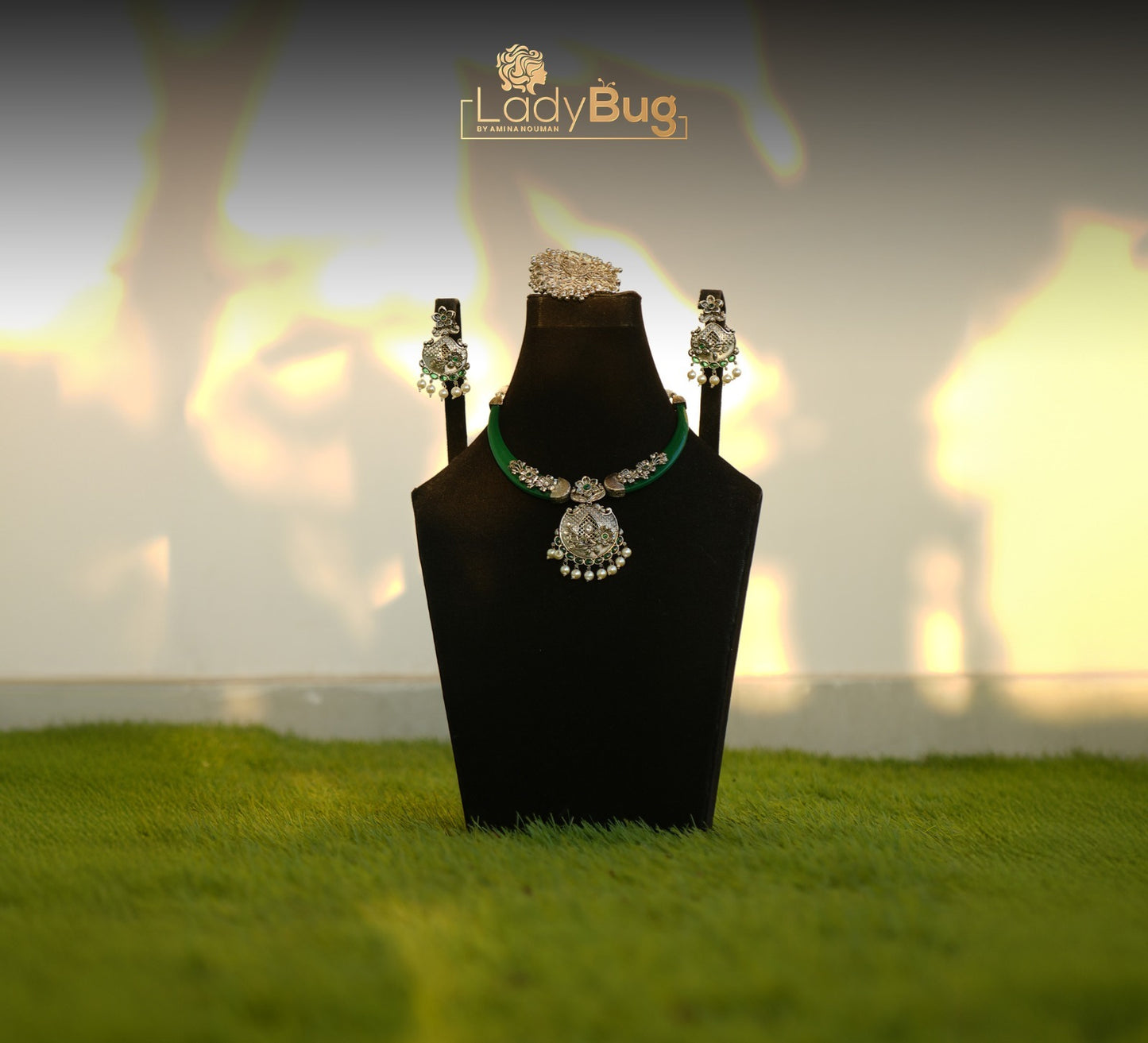 Green German Silver Hasli Set