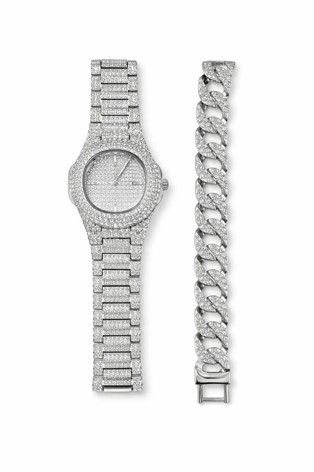Rhodium silver watch with bracelet LB-924