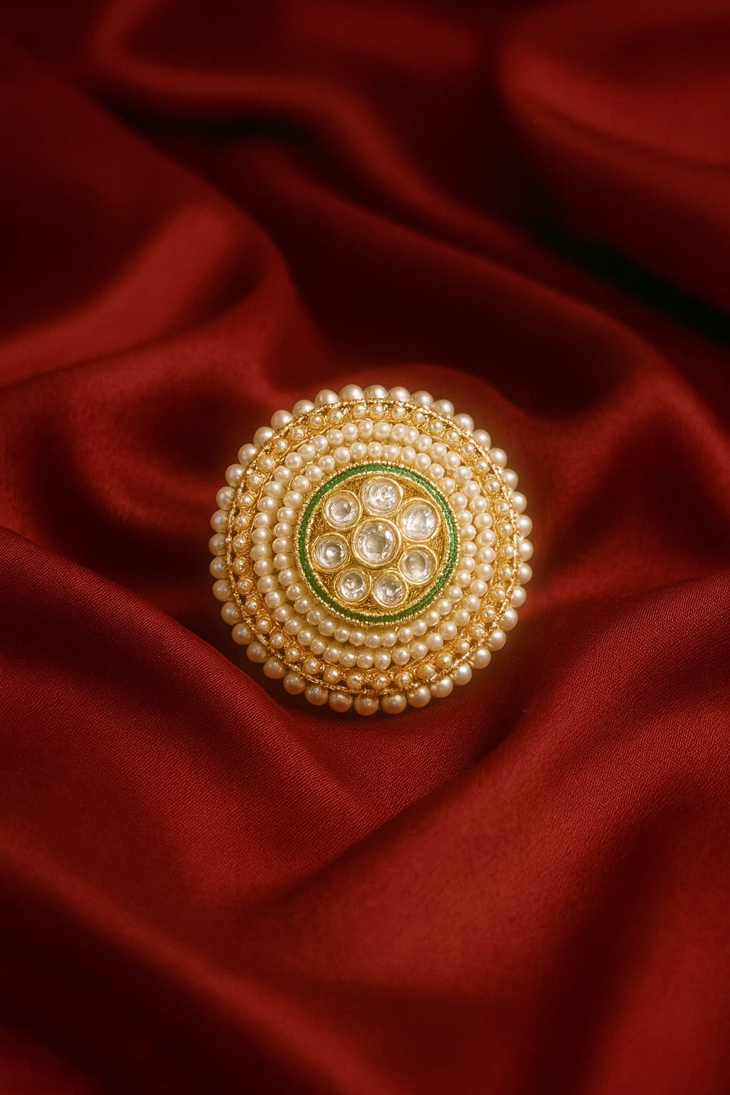 Gold Plated Ring with Emerald and Ruby Stone