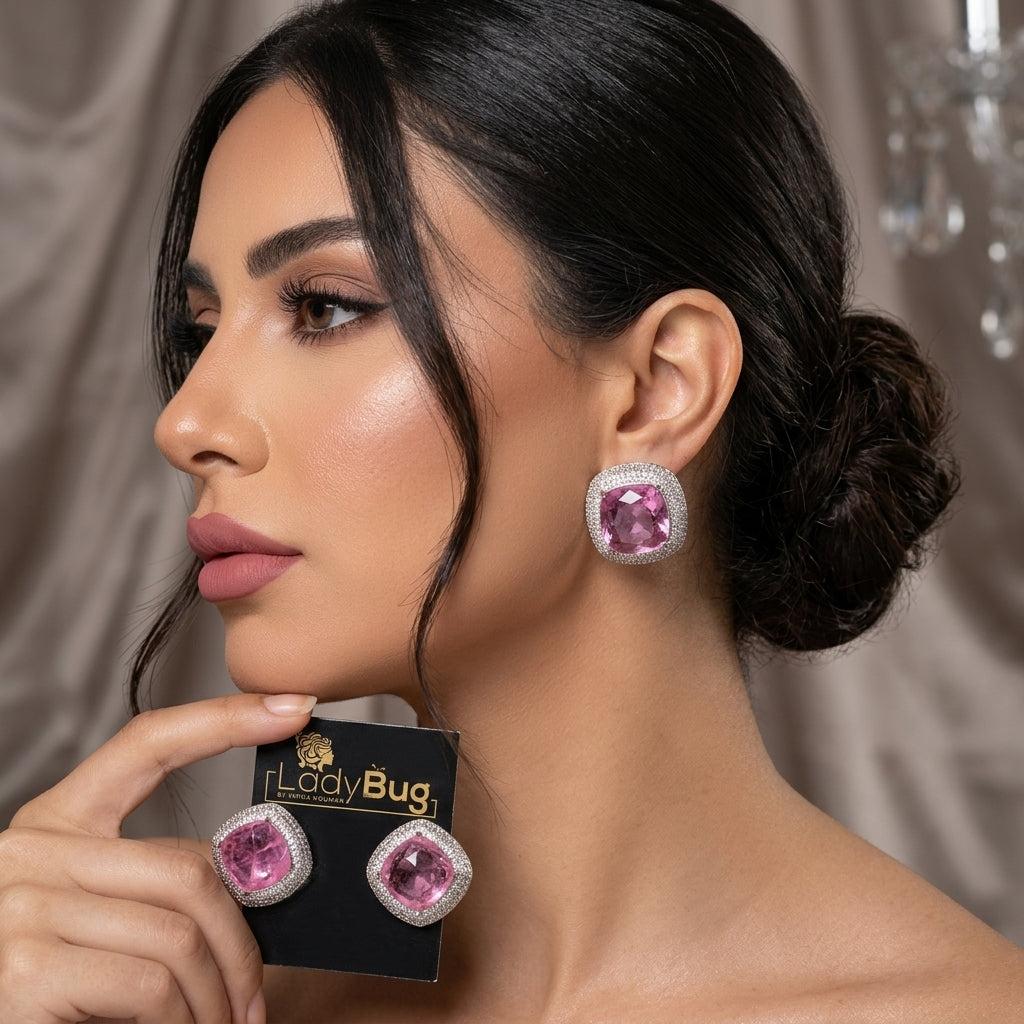 Duplet Stone Stud Earrings – Stud Earrings by Ladybug (Photo 2)