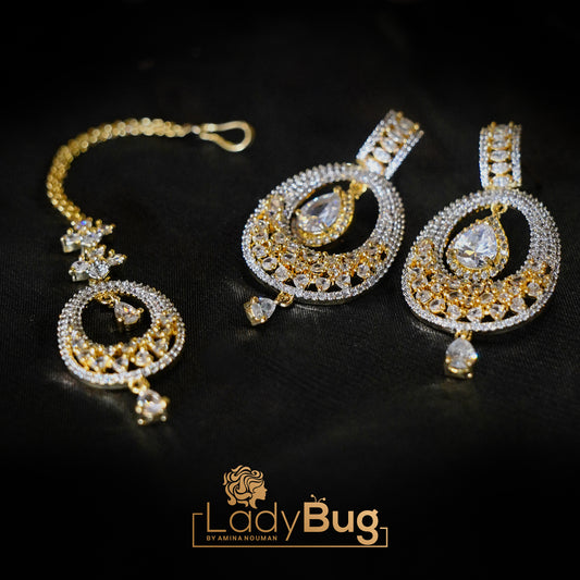 Gold Plated Zircon Earrings & Teeka