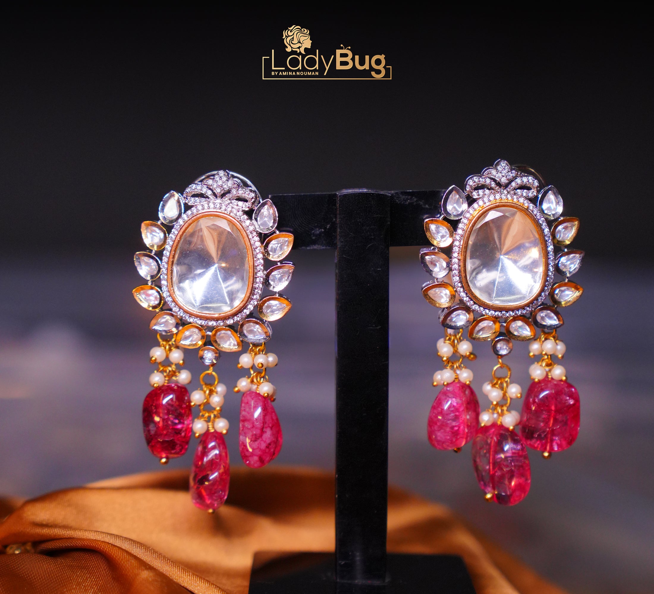 Indian Sheesha Kundan Earrings