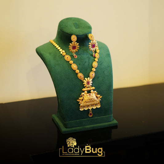 Rajwari Mala Set with Ruby Color