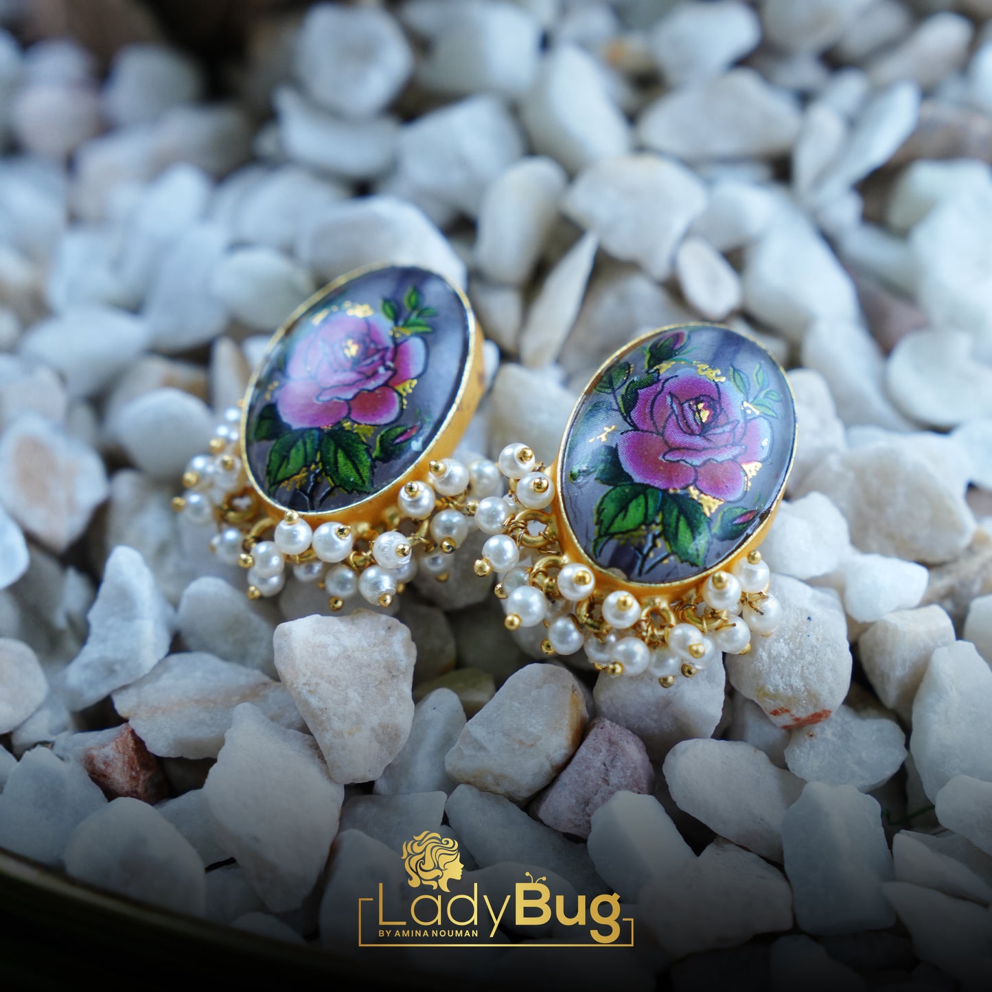 Hand-painted Studs with matte polish