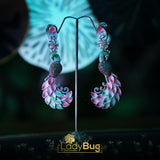 Peacock earrings with hand paint multi-color