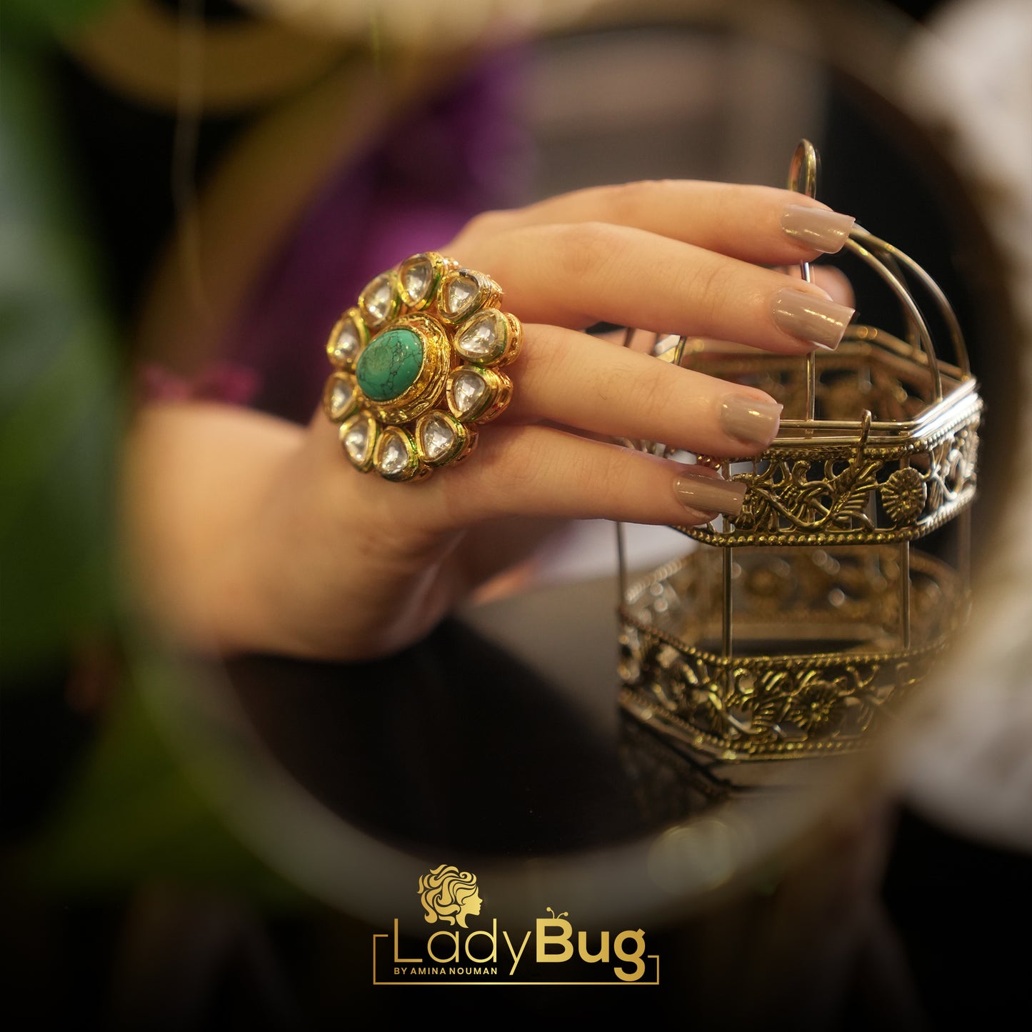 Kundan Rings with Feroza Stones