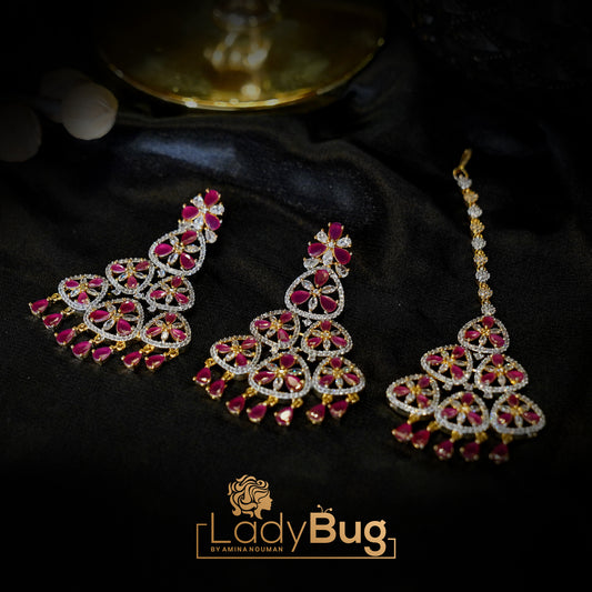Gold Plated Earring & Teeka