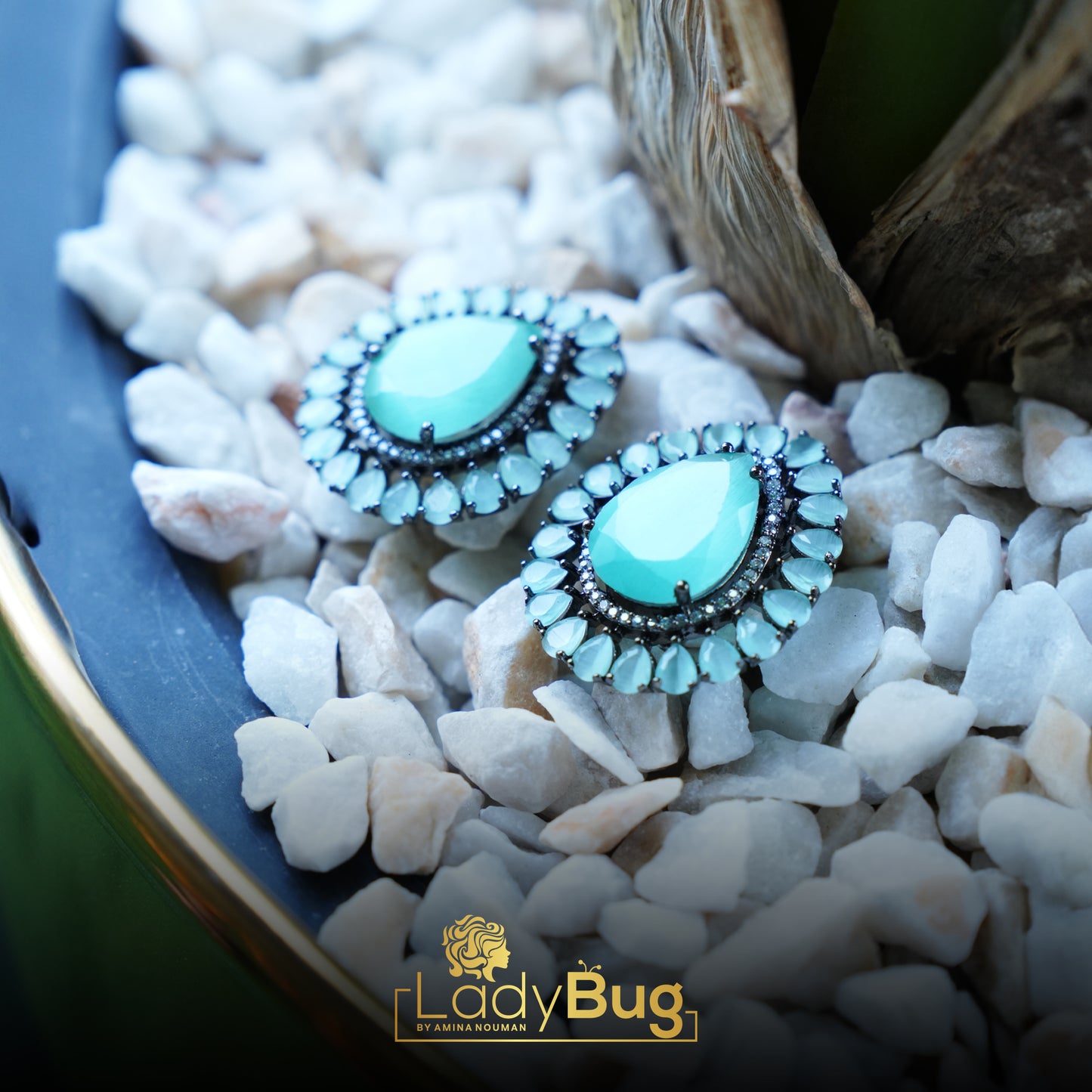 Victorian polish with colored stones earrings