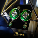 Kundan Meena Studs with Meena Kari in Emerald color LB-494